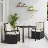 vidaXL Set de masă pentru grădină 3 pcs Negru poliratan 3380981