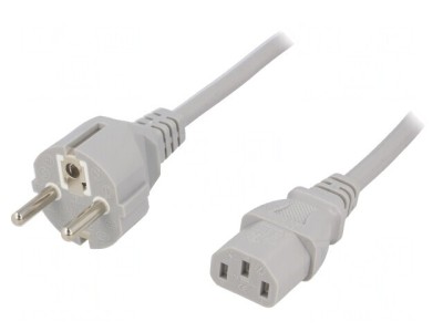 Cablu Alimentare 3m Gri 3x1mm2 16A Mufă la IEC C13 foto