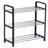 Suport pentru pantofi cu 3 rafturi, pliabil, 45 cm, negru, Oem