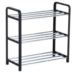 Suport pentru pantofi cu 3 rafturi, pliabil, 45 cm, negru
