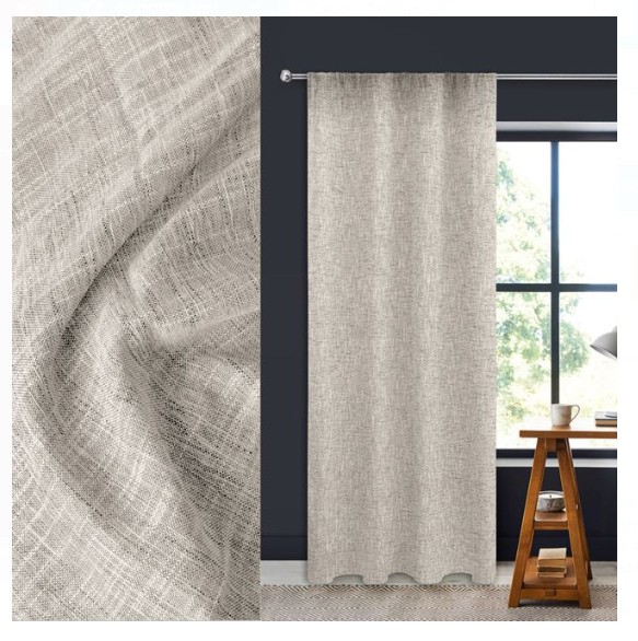 Perdea Decorativa cu Banda Bej Slub 140x260cm