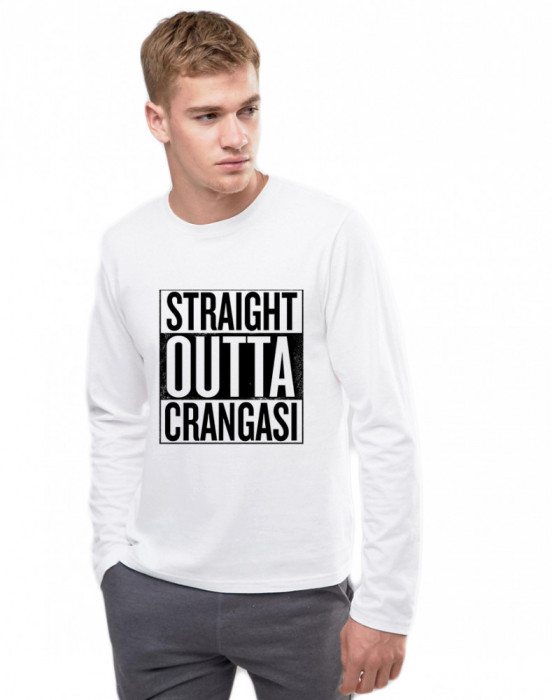 Bluza barbati alba - Straight Outta Crangasi - 2XL