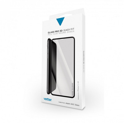 Tempered Glass Vetter Pro iPhone 11, iPhone XR 3D Tempered Glass Easy Fit, Black foto