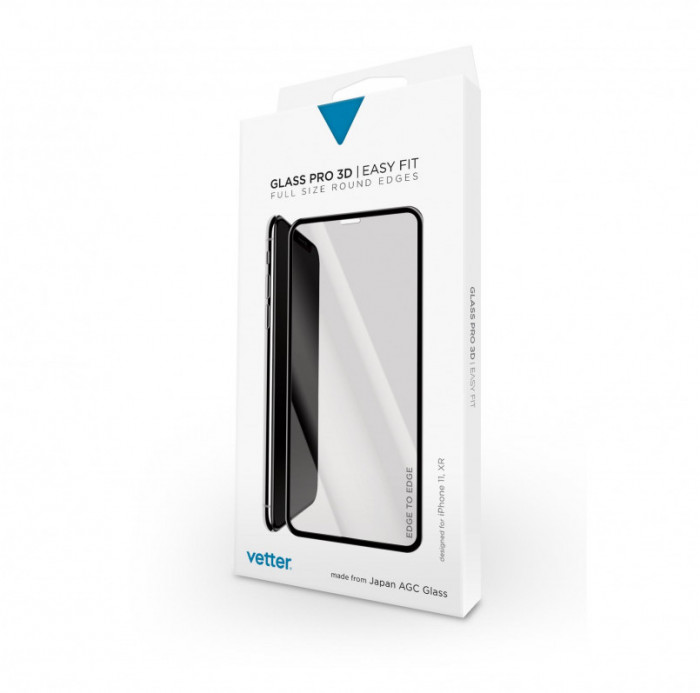 Tempered Glass Vetter Pro iPhone 11, iPhone XR 3D Tempered Glass Easy Fit, Black