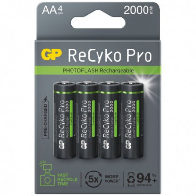 4 x R6/AA Ni-MH GP ReCyko Pro PhotoFlash 2000mAh baterii reincarcabile foto