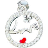 Pandantiv din argint 925 jolie silver, model love cu inima si fluture, 15 x 15 mm, 1.1 g