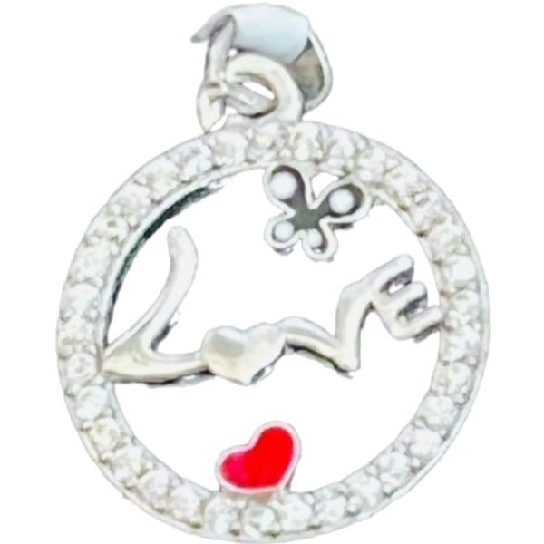 Pandantiv din argint 925 jolie silver, model love cu inima si fluture, 15 x 15 mm, 1.1 g