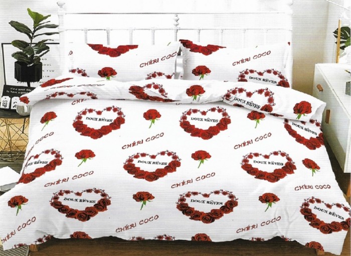 Lenjerie de pat pentru o persoana cu husa de perna dreptunghiulara, Coco, bumbac mercerizat, multicolor