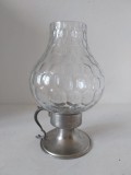 Suport lumanare tip veioza / lampa - metal cu bura de sticla , 22cm inaltime, vechi, vintage, decor