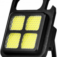 Lanterna LED de Buzunar, 4 Moduri de Iluminare, Reincarcabila USB, cu Agatatoare de Chei Ghiozdan, Magnet, Suport Ajustabil