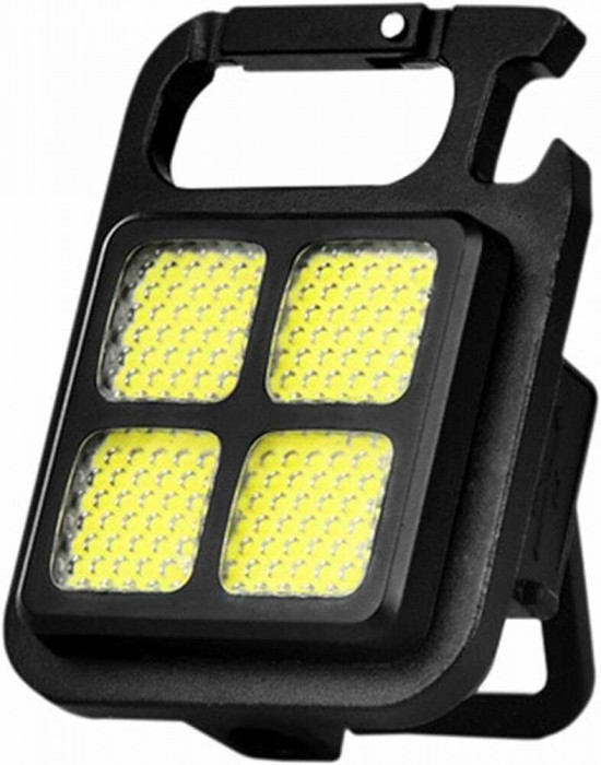 Lanterna LED de Buzunar, 4 Moduri de Iluminare, Reincarcabila USB, cu Agatatoare de Chei Ghiozdan, Magnet, Suport Ajustabil