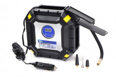 Compresor auto Streetwize 100 PSI 12V, cu laterna LED COB, oprire automata foto