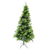Brad de craciun artificial, decorat cu conuri de pin, inaltime 180 cm, suport metalic inclus, verde, Oem