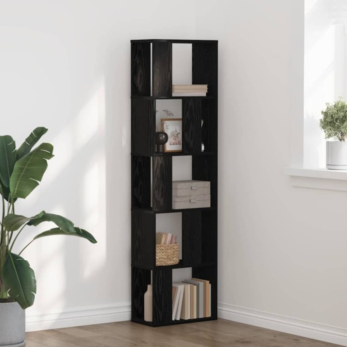 vidaXL Raft pentru cărți Stejar negru 45 x 23.5 x 162.5 cm
