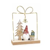 Decoratiune Craciun lemn multicolor cu leduri Gnom III 15x5x20.5 cm