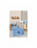 Set 3 prosoape de baie mici albastre cu model maritim