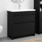 Cumpara ieftin Set de mobilier pentru baie Stejar Negru 81 x 40 x 84,5 cm