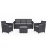 Set mobilier gradina Curver Claire 5 locuri Plastic Antracit cu perne