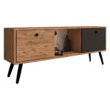 Comoda TV Loijo melaminat, culoarea nuc - gri inchis 140x30x53.5cm