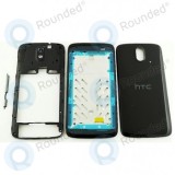 Husă neagră pentru HTC Desire 526G (Set complet: capac baterie + capac mijloc + capac frontal)