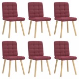 VidaXL Scaune de bucătărie pivotante, 6 buc., roșu vin, textil