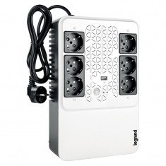 Ups legrand multiplug 600 600va/360w 6x german standard sockets usb charger baterie 1x 12v 7.2ah