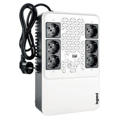 Ups legrand multiplug 600 600va/360w 6x german standard sockets usb charger baterie 1x 12v 7.2ah foto