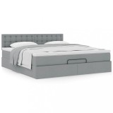 Gossi cadru pat otoman cu saltea tesatura gri deschis 180x200cm