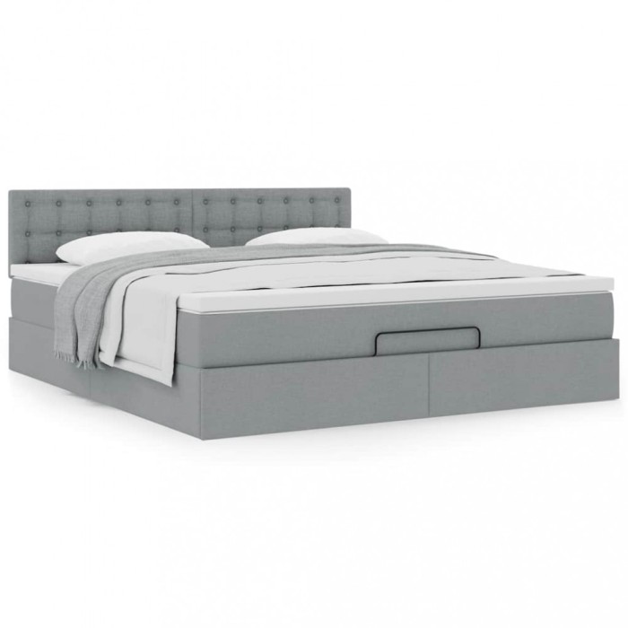 Gossi cadru pat otoman cu saltea tesatura gri deschis 180x200cm