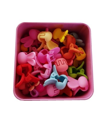 Set 50 buc cleste pentru par model iepuras cu cutie de depozitare din metal foto