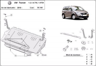 Scut motor metalic VW Touran 1.2, 1.4Tsi, 1.6 Tdi 2010-2015 foto