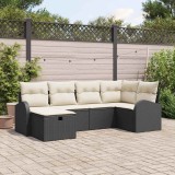 VidaXL Set de canapele pentru grădină cu pernă 6 pcs Negru Rattan poli