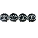 Set 4 capace Jante Aliaj TOYOTA 62mm NEGRU+ARGINTIU