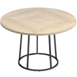 HOMCOM Masă de Dining Rotundă pentru 4&ndash;6 Persoane, &Oslash; 120 x 75 cm, Masă de Bucătărie cu Picioare Conice din Metal, Lemn Natural | Aosom Romania