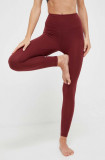 Adidas Performance jambiere de yoga Essentials culoarea bordo, neted