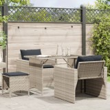 vidaXL Set canapea de grădină cu perne, 4 piese, gri deschis poliratan