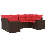 Cumpara ieftin Set canapele de gradina cu 6 piese si perne, poliratan maro