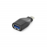 Adaptor Digitus , USB 3.0 , USB C tata(plug) , USB A mama (jack), Negru