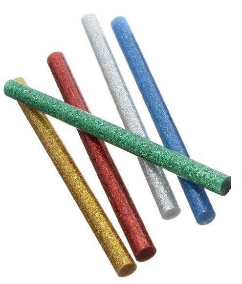 Set 10 batoane silicon colorat cu sclipici 7mm 20cm