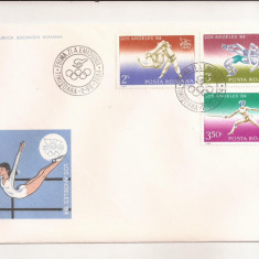 P6 Plic FDC - Prima zi a emisiunii - Olimpiada Los Angeles 1984, format mare