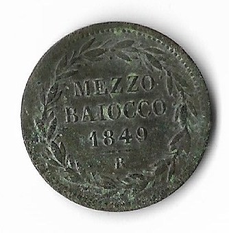 Moneda mezzo baiocco 1849 - Vatican