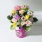 Cadou unicat decor mare flori artificiale, aranjament bogat roz mov