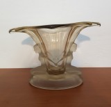 VAZA DIN STICLA STIL ART DECO-CU DEFECTE DE FABRICATIE-ROMANIA ANII 50-60