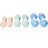 Cumpara ieftin Set gantere VIA FORTIS, 2x1 Kg, 2x2 Kg, 2x3 Kg, premium, din fonta cu invelis din neopren, Resigilat, Grad A