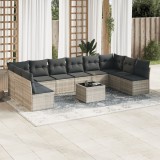 Gossi set canapele de gradina cu perne, 11 piese, gri, poliratan