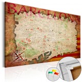 Cumpara ieftin Tablou din plută - Map of Barcelona [Cork Map] 60x40 cm