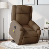 VidaXL Fotoliu electric de masaj rabatabil cu ridicare, maro, textil