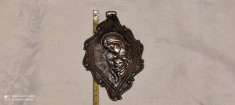 argint MEDALION PECTORAL sau ICOANA cu FECIOARA MARIA cu PRUNCUL ISUS unic VECHI