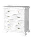 Comoda Dormitor Alb Antichizat VM2, 4 Sertare, Pal Melaminat + MDF, 88x46x97 cm
