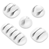 Set 5 cleme autoadezive organizare cabluri (cable holder) &ndash; alb